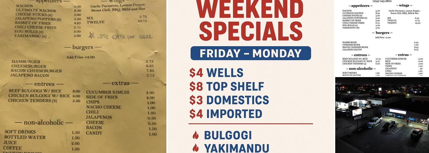 Sundown Bar & Grill Menu