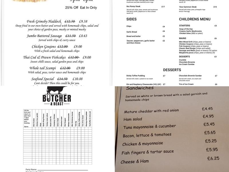 Butcher & Beast Menu