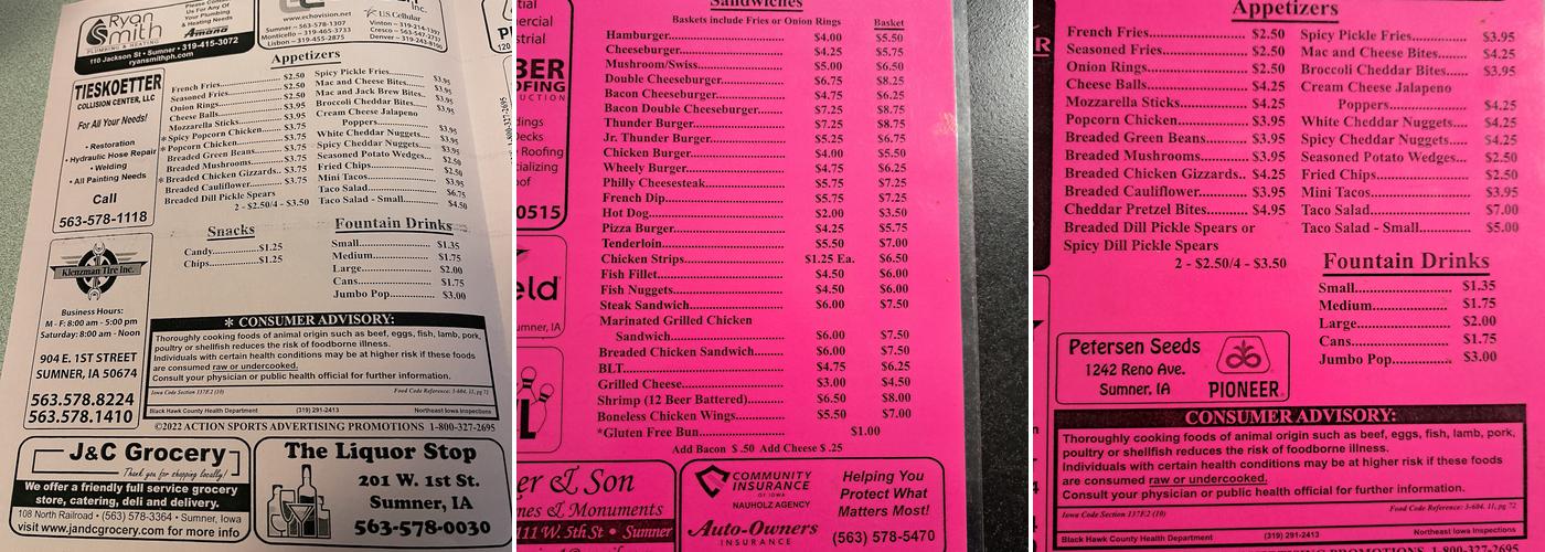 Thunder Lanes Menu