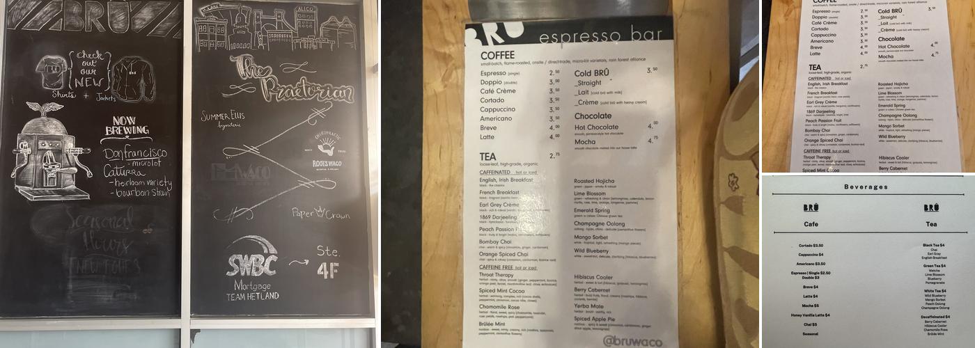 BRÛ Artisan Coffee Works Menu
