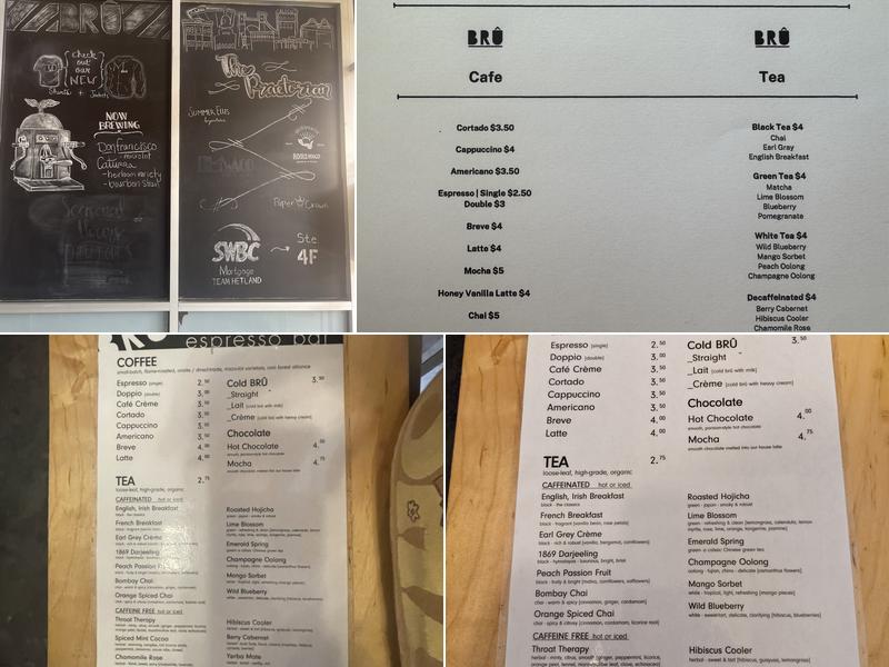 BRÛ Artisan Coffee Works Menu