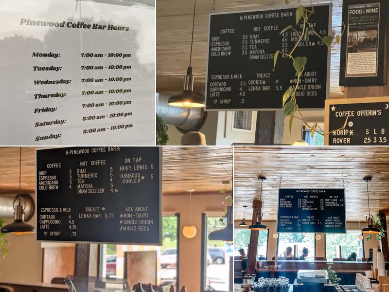 Pinewood Coffee Bar Menu