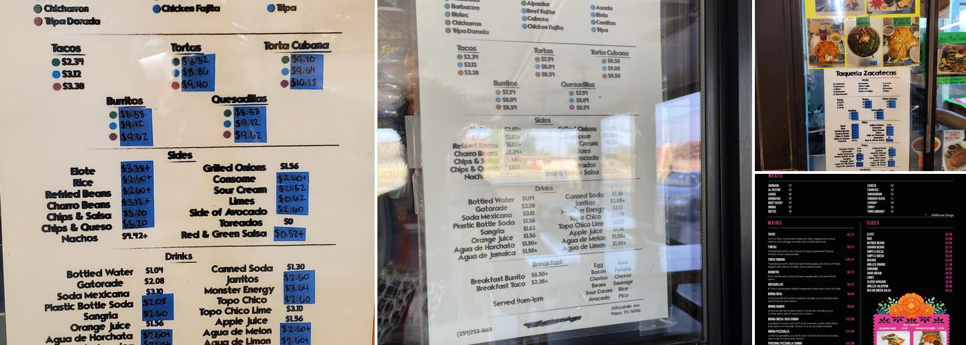 Taqueria Zacatecas Menu