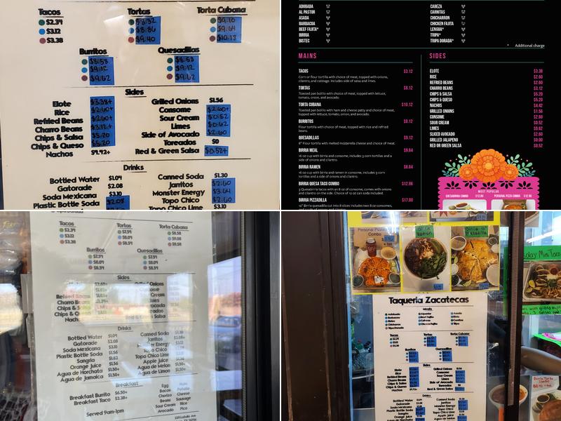 Taqueria Zacatecas Menu