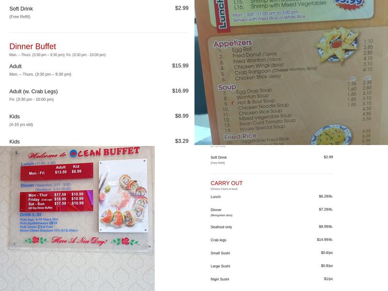 Ocean Buffet Menu
