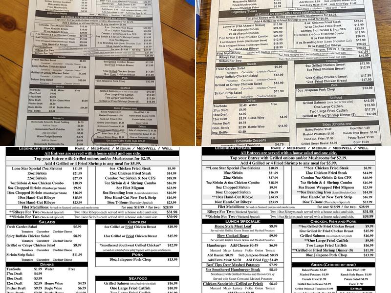 Lonestar Tavern and Steakhouse & Catering Menu