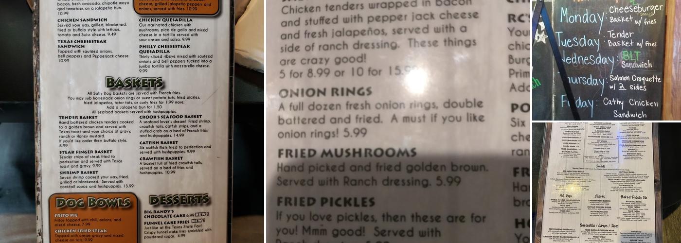 Salty Dog Sports Bar And Grill Menu