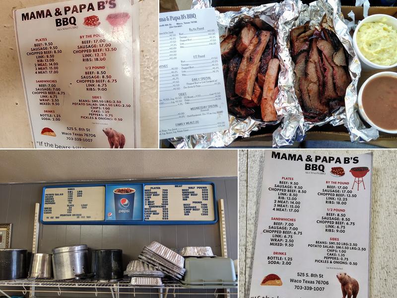 Mama & Papa B's Bar-B-Q Menu