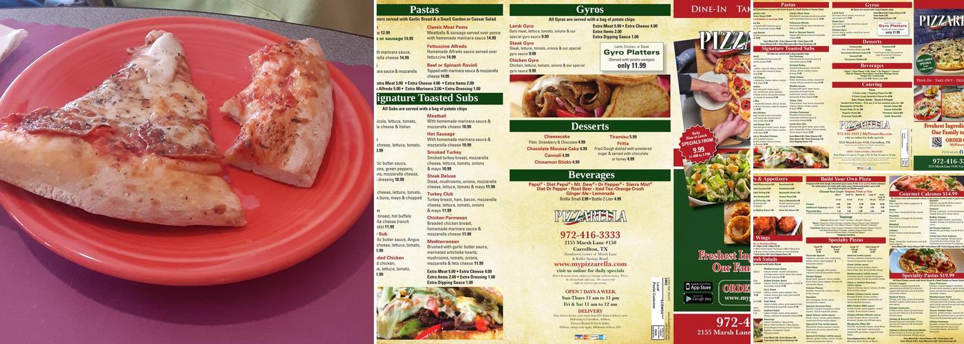 Pizzarella Menu
