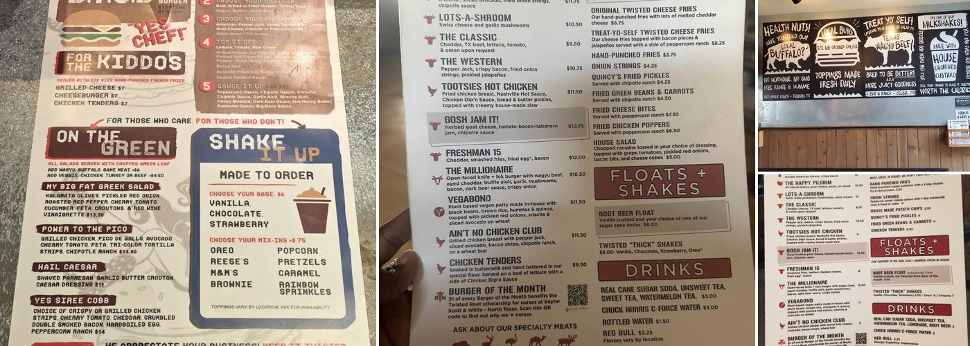 Twisted Root Burger Co. Menu