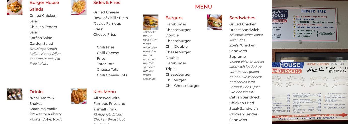 Burger House Menu