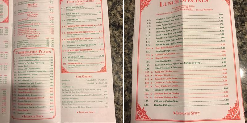 Canton Restaurant Menu
