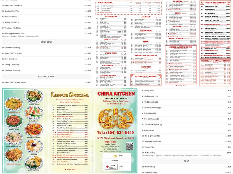 China Kitchen Menu