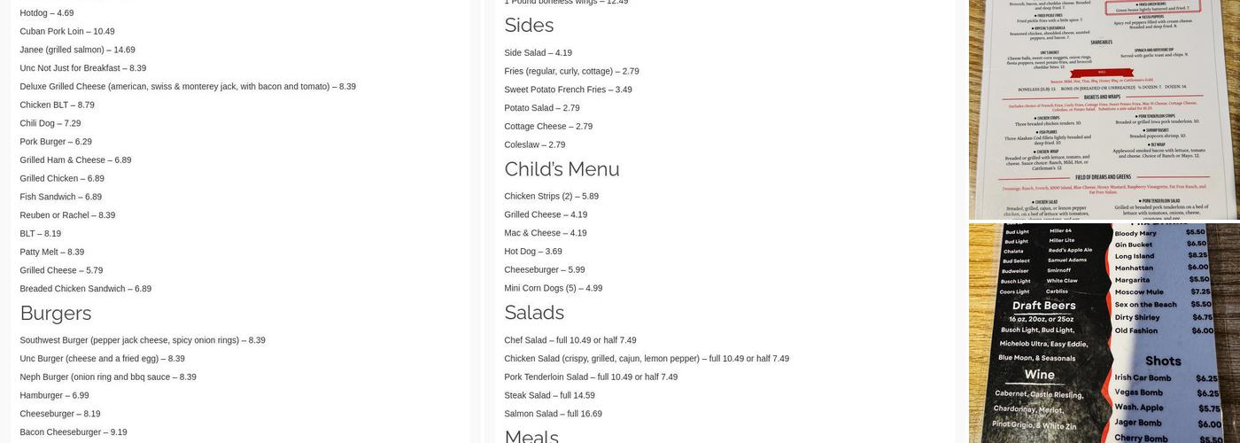 Unc & Neph's Menu