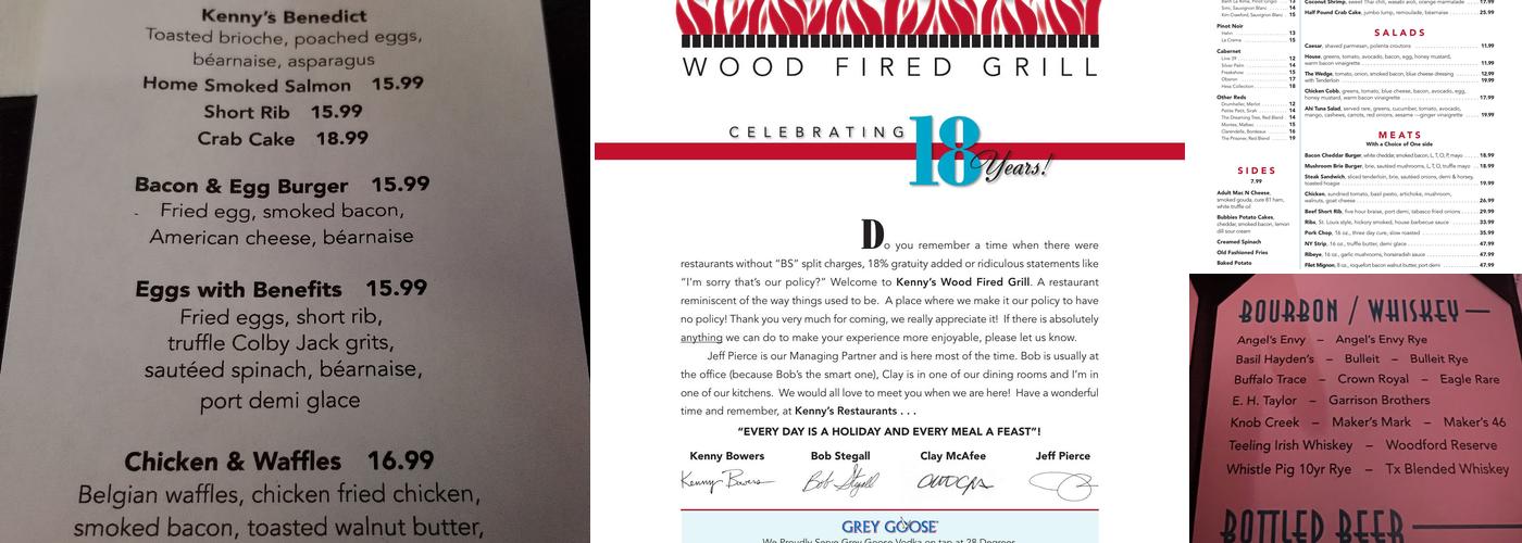 Kenny's Wood Fired Grill Menu