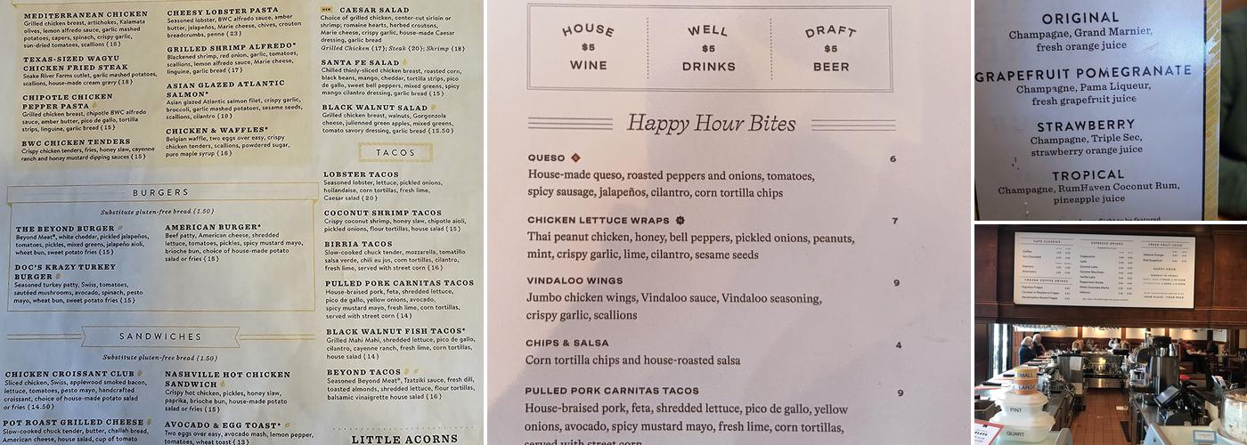 Black Walnut Cafe Menu