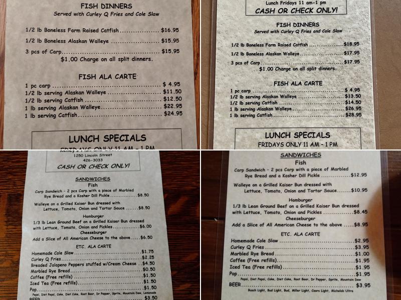 Kelley's Fish & Seafood Menu
