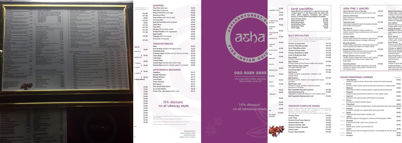 Asha Menu