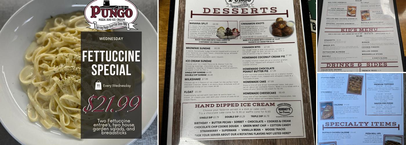 Pungo Pizza & Ice Cream Menu