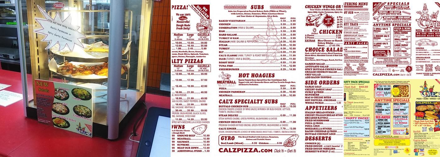 Cal'z Pizza Menu