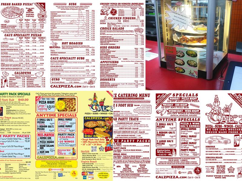 Cal'z Pizza Menu