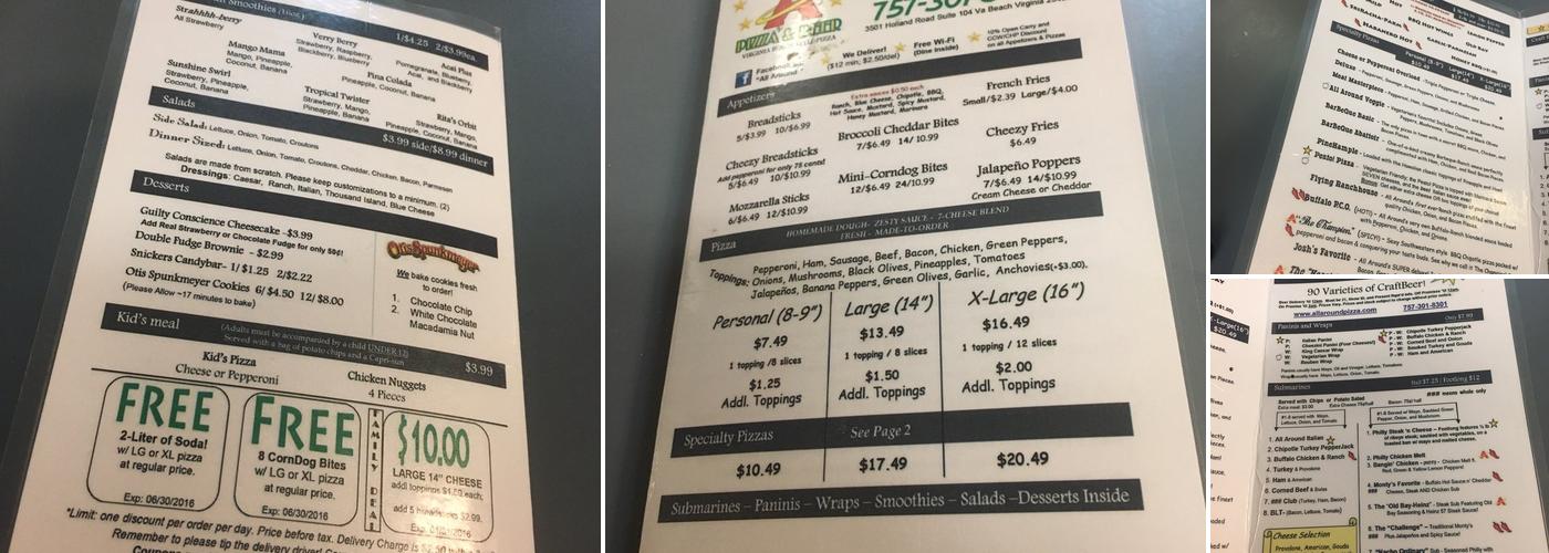All Around Pizzas and Deli Menu