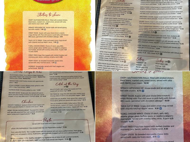 Tussey's Casual Grill Menu