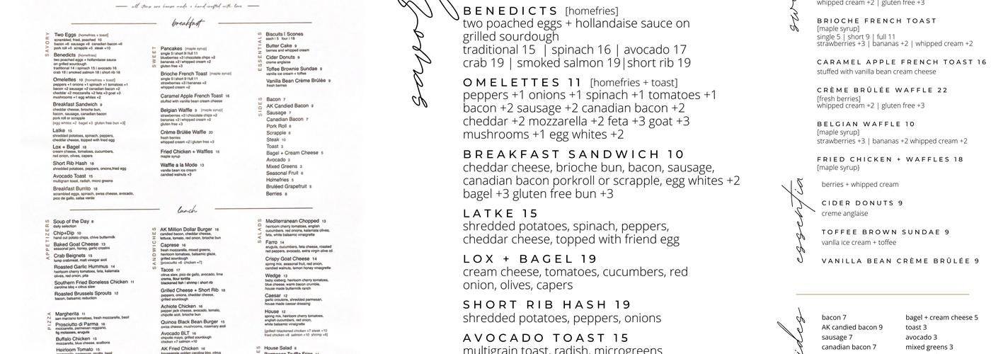 Avenue Kitchen Menu
