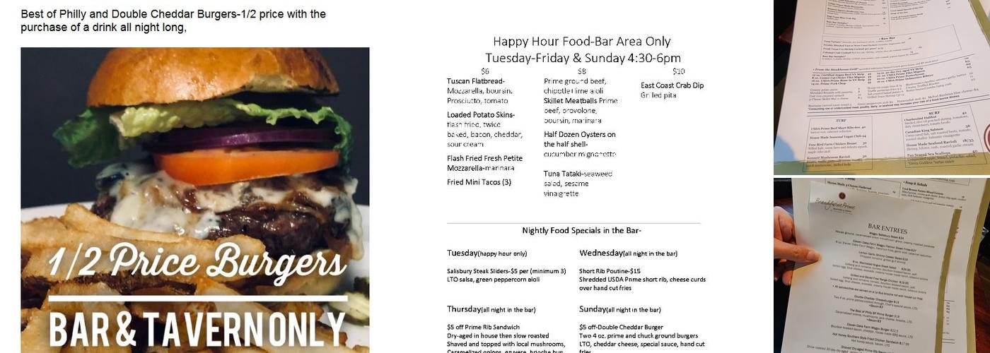 Brandywine Prime Menu