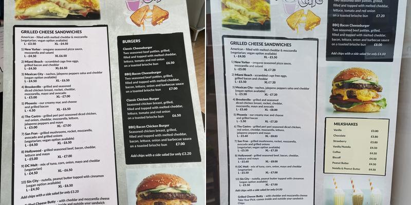 Grilled Cheese Cafe Menu