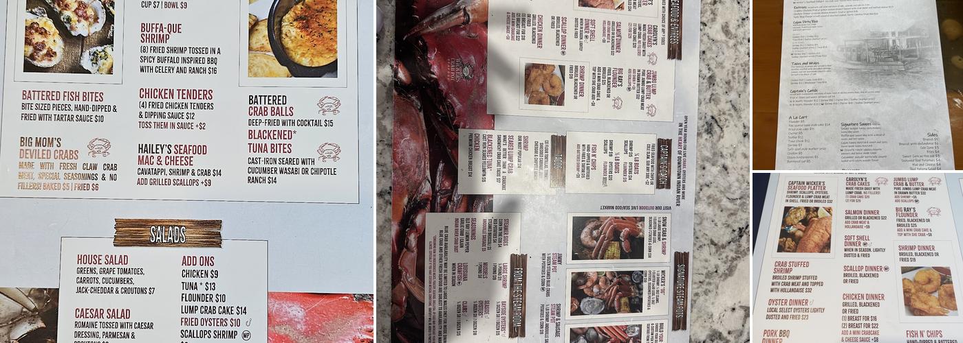 Wicker's Crab Pot Seafood Menu