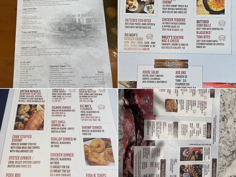 Wicker's Crab Pot Seafood Menu