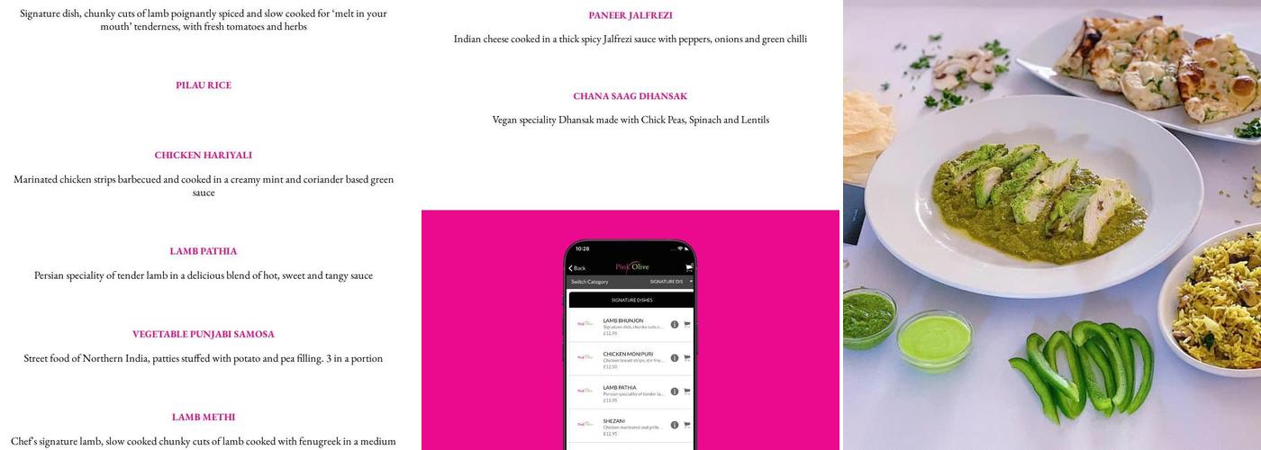 Pink Olive Menu