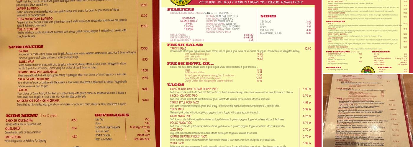 Gringo's Taqueria Menu
