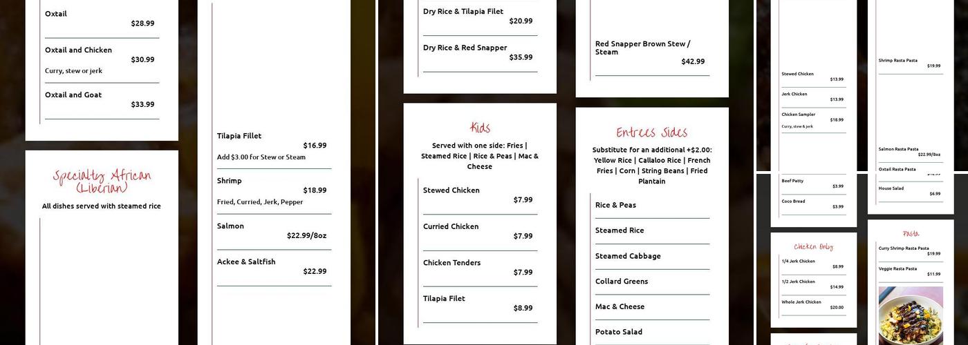 JAM Cafe Menu