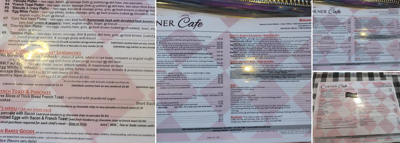Corner Cafe Menu