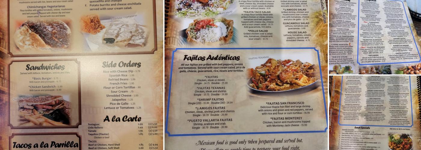 3 Amigos Menu