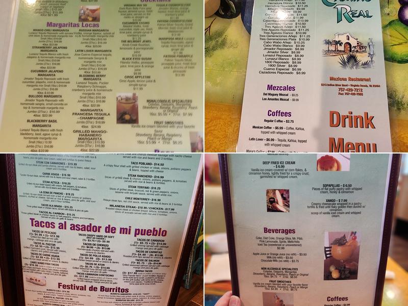 Camino Real Menu