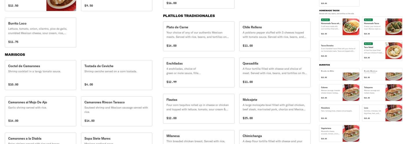 El Tarasco Menu