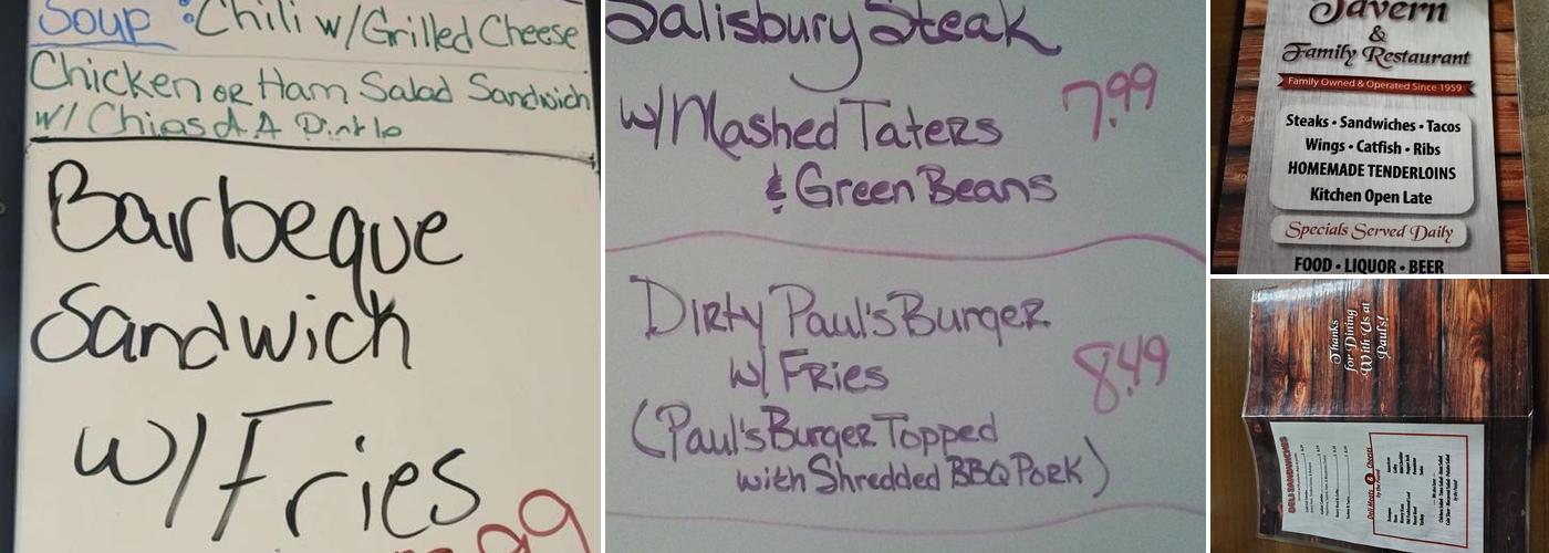 Paul's Tavern Menu