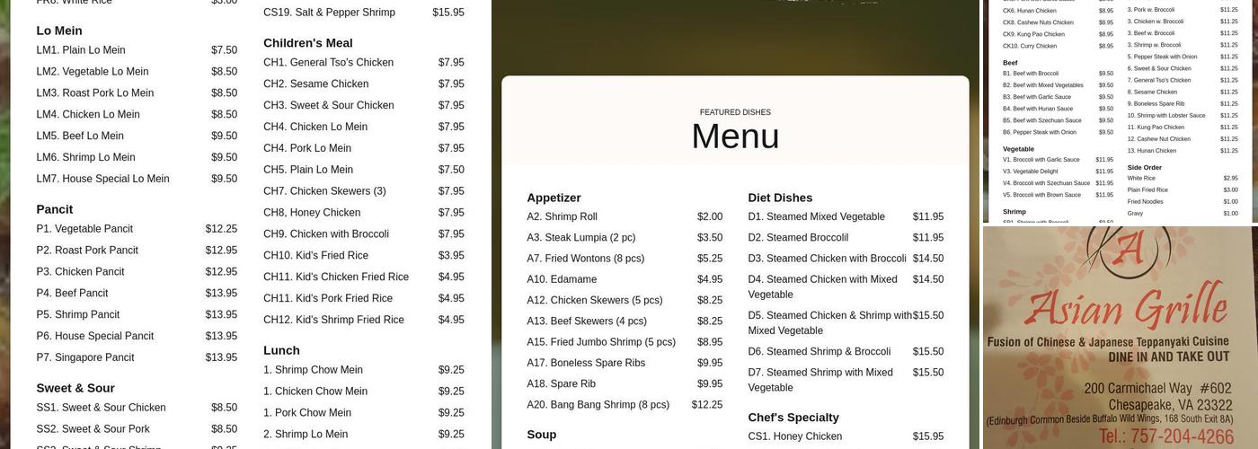 Asian Grille Menu