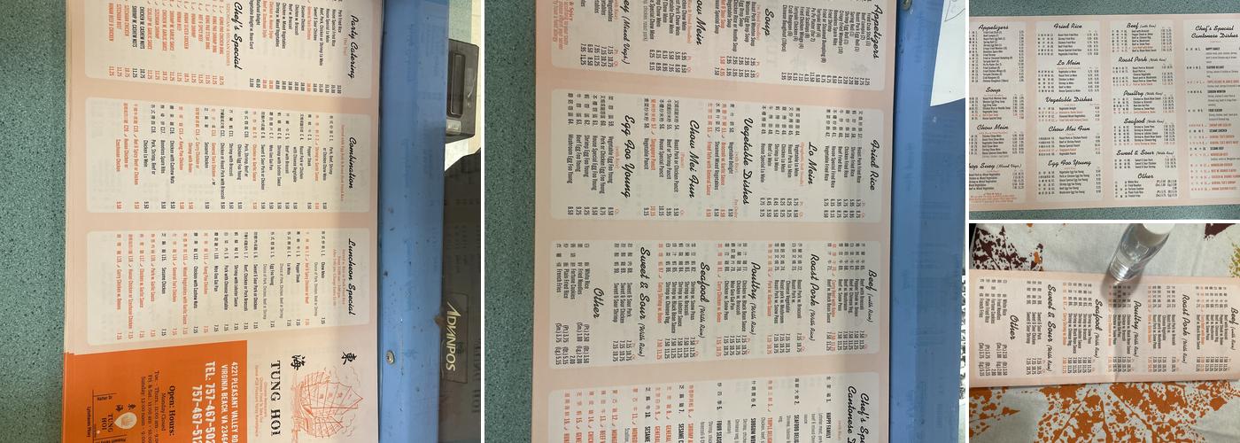 Tung Hoi Chinese Restaurant Menu