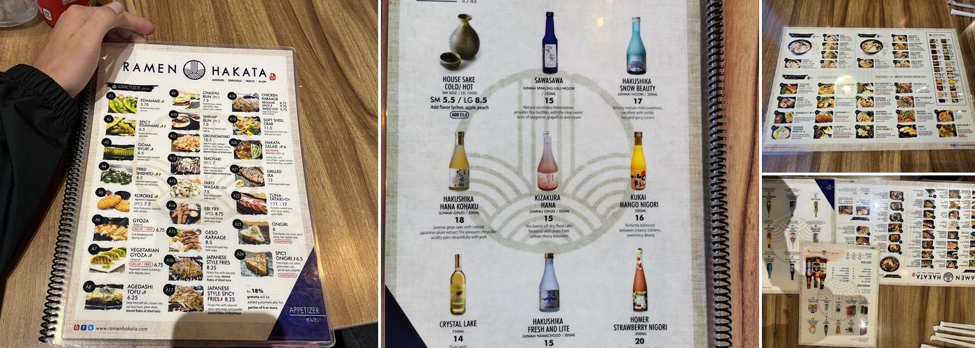 Ramen Hakata Menu