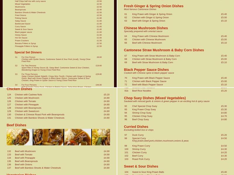 The Dragon Court Menu