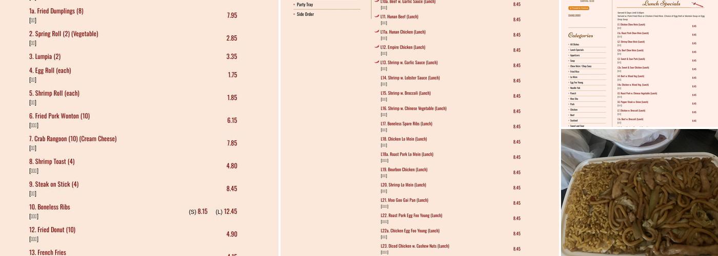 Han Xing Chinese food Menu