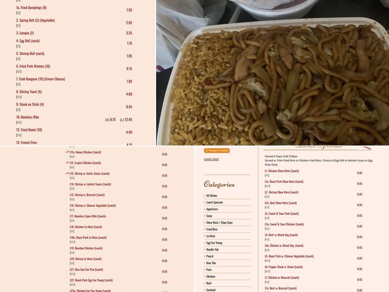 Han Xing Chinese food Menu