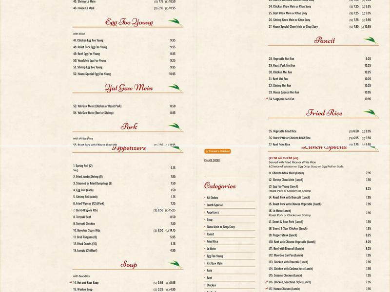 Top's China Restaurant Menu