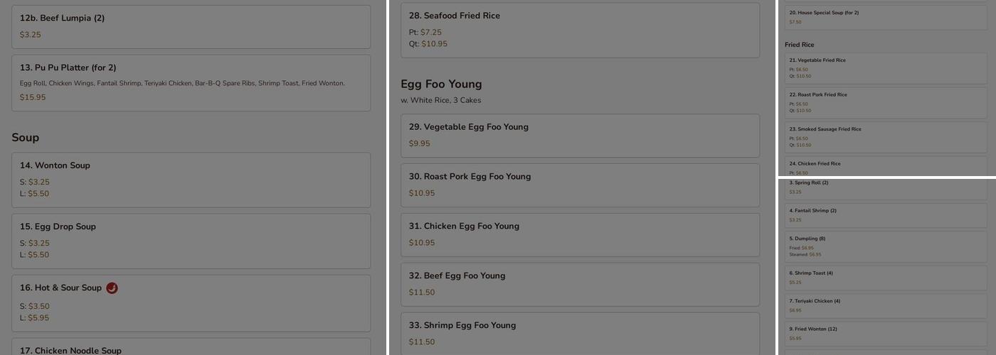 China King Menu