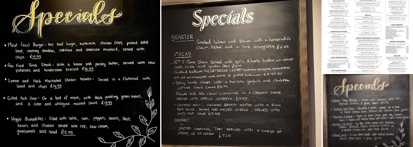 The Great Northern Menu