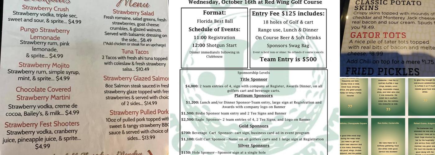 AJ Gators Sports Bar & Grill Menu